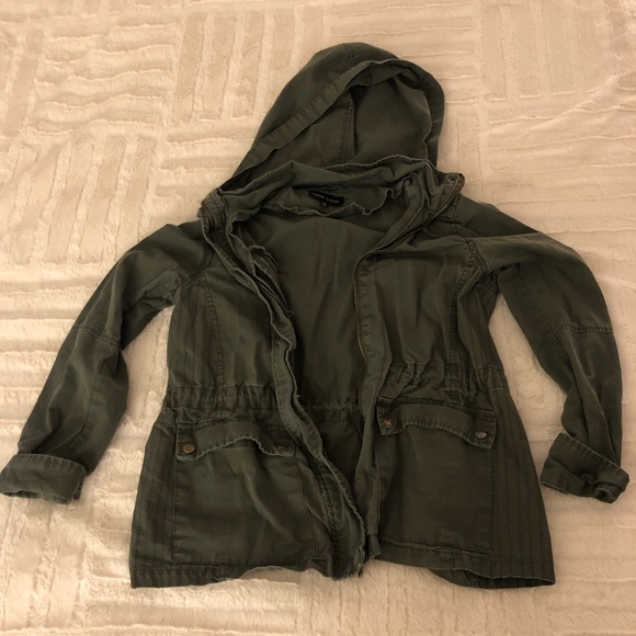 New Look Jackets & Blazers - New Look olive Green synched waist hooded jacket